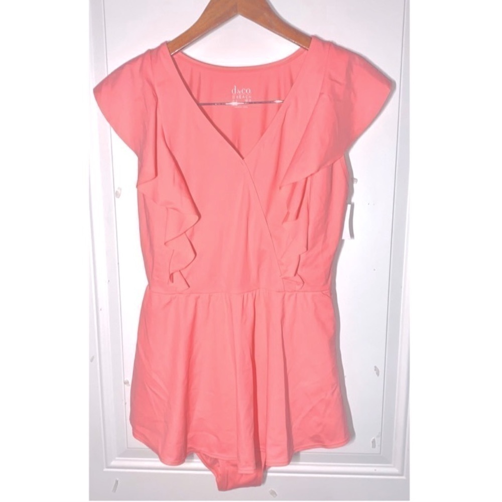 Denim& Co Beach Wrap Front Swim Dress Ruffle NEW A375170 Size 12